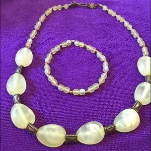 Statement necklace and bracelet set.